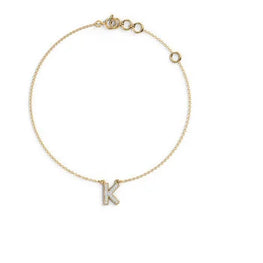 Classic Initial Letter "K" Charm bracelet 925 Sterling Silver Personalized Gift Bracelet For Her