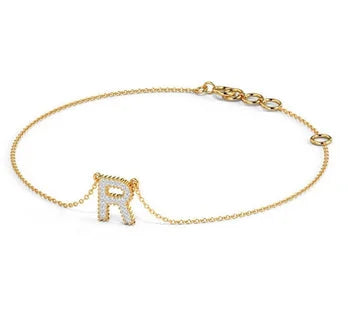 Initial Letter "R" Dainty Bracelet