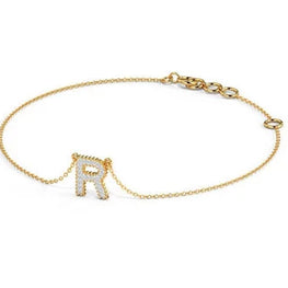 Initial Letter "R" Dainty Bracelet
