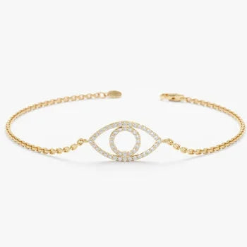 Delicated Evil Eye Charm Yellow Plated Bracelet
