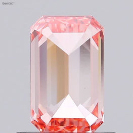 0.91 ct Emerald Cut Lab-grown Diamond | Fancy Vivid Orange Pink Color VS2 Clarity | Labstone - Jay Amar Gems