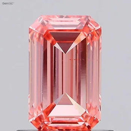 Vivid Orange Pink Lab Created Emerald Shape Diamond