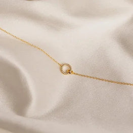 Dainty Linked Circle Charm Silver Necklace