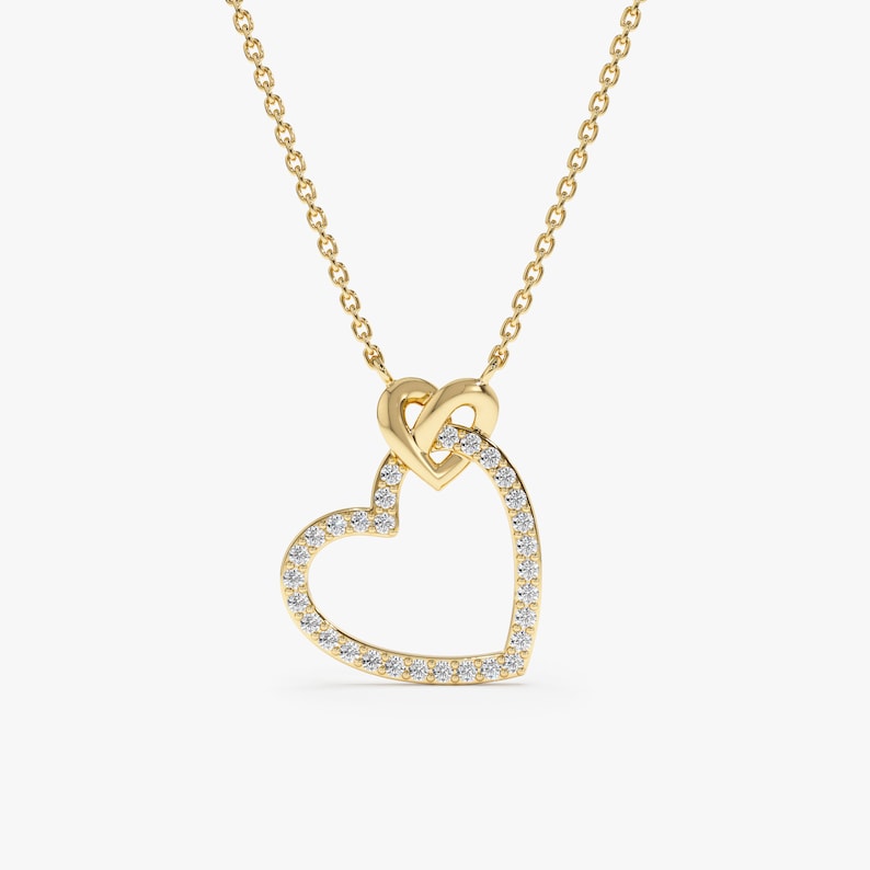 Minimal Heart Shape Necklace Elegant 14k Yellow Gold Plated Dainty Necklace For Engagement Necklace