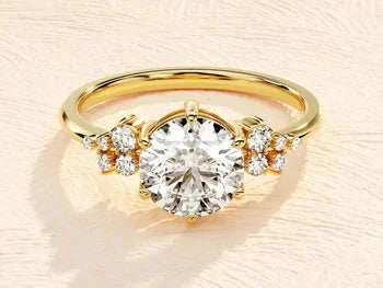 1.50 CT Round Cut Cluster Engagement Ring