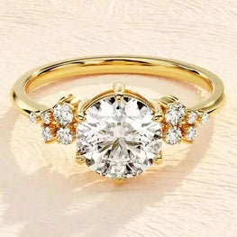 1.50 CT Round Cut Cluster Engagement Ring