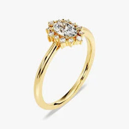 Oval Cut Sunburst Delicate Ring