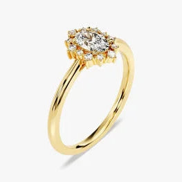 Sunburst Engagement Ring in Solid Gold Plated  / 0.50 CT Brilliant Oval Cut Moissanite Ring / Unique Design Vintage Ring / Gift for Women