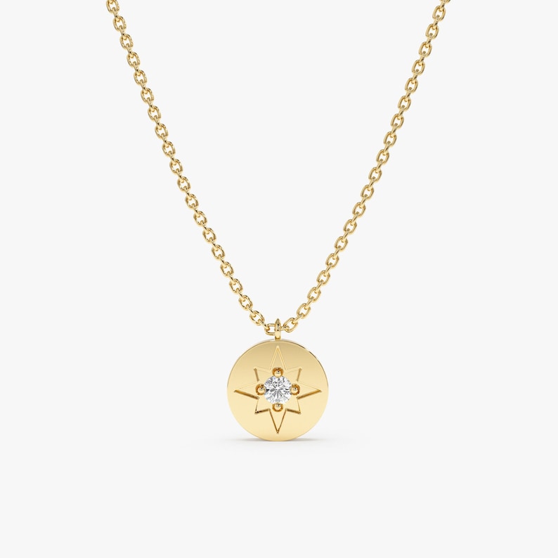 Starbust Classic Pendant Northstar Anniversary Gift Necklace 14k Yellow Plated Necklace - Jay Amar Gems