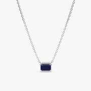 1.05 Ct Genuine Blue Diamond Emerald Cut Necklace Elegant Minimalist Pendant Fine Jewelry Gift for Women