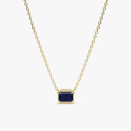 1.05 Ct Genuine Blue Diamond Emerald Cut Necklace Elegant Minimalist Pendant Fine Jewelry Gift for Women