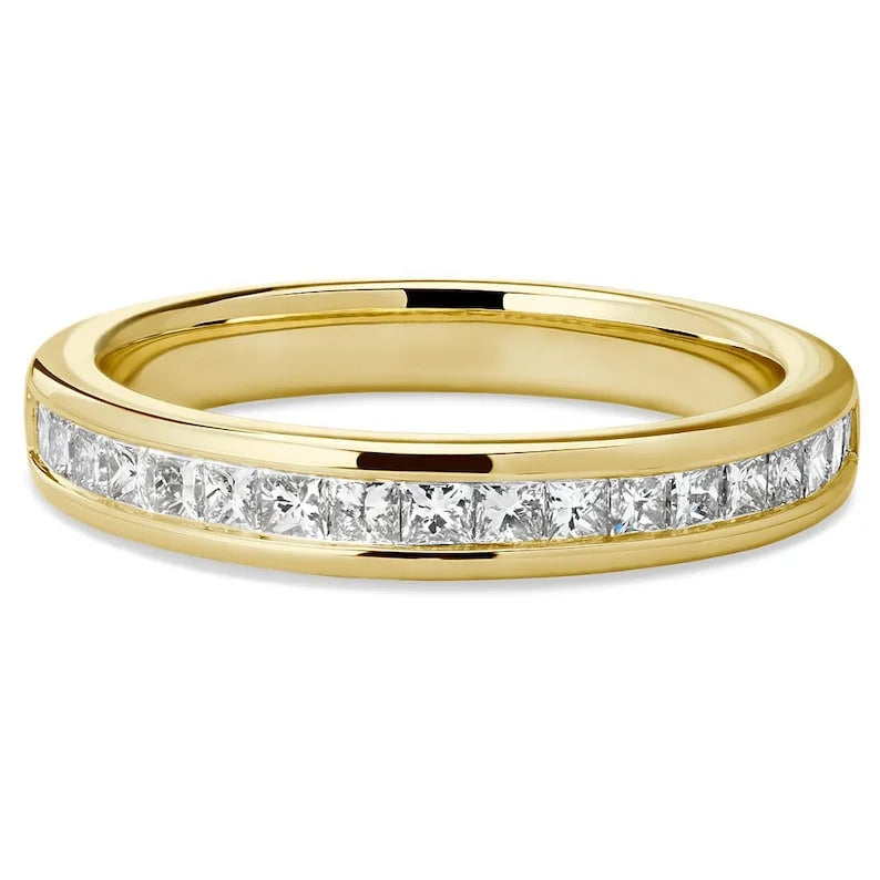 Stunning Yellow Gold Plated Wedding Band Simulated Diamond Engagement Ring For Her