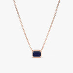 1.05 Ct Genuine Blue Diamond Emerald Cut Necklace Elegant Minimalist Pendant Fine Jewelry Gift for Women