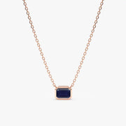1.05 Ct Genuine Blue Diamond Emerald Cut Necklace Elegant Minimalist Pendant Fine Jewelry Gift for Women
