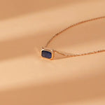 1.05 Ct Genuine Blue Diamond Emerald Cut Necklace Elegant Minimalist Pendant Fine Jewelry Gift for Women