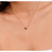 1.05 Ct Genuine Blue Diamond Emerald Cut Necklace Elegant Minimalist Pendant Fine Jewelry Gift for Women