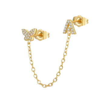Initial Letter "A" Delicate Dangle Earrings