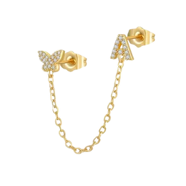 Initial Letter "A" Delicate Dangle Earrings