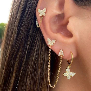 Initial Letter "A" Delicate Dangle Earrings