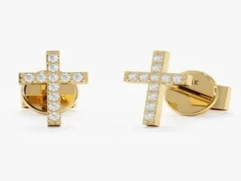 Minimal Cross 14k Yellow Plated Earrings