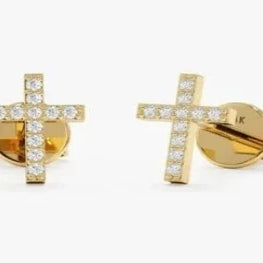 Minimal Cross 14k Yellow Plated Earrings