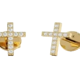 Minimal Cross 14k Yellow Plated Earrings