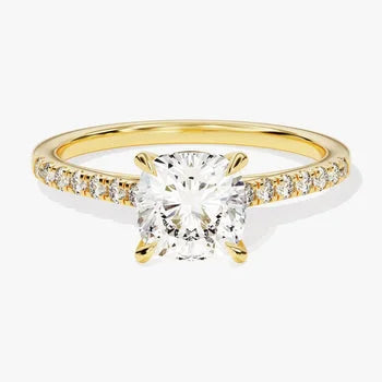 Cushion Cut 14k Yellow Plated Engagement Ring