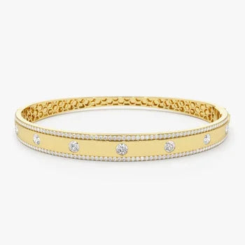 Round Cut 925 Sterling Silver Bangle Bracelet
