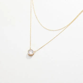 Round Two Layered Silver Dainty Necklace