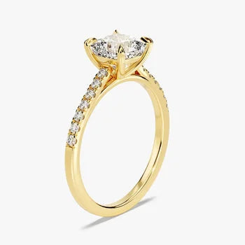 Cushion Cut 14k Yellow Plated Engagement Ring