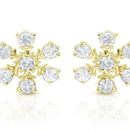 Round Cut Floral Yellow Plated Earrings