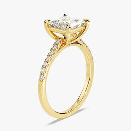 3 CT Princess Cut Engagement Ring / Moissanite Promise Ring with Round Cut Side Stones / 14K Solid Gold Plated Pave Set Ring for Women