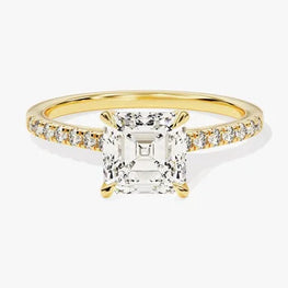 Asscher Cut Accented Engagement Ring