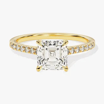 Asscher Cut Moissanite Ring