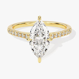3 CT Marquise Shape Ring / Moissanite Ring with Round Cut Side Stones / Pave Set 14K Solid Gold Plated Engagement Ring for Women - Jay Amar Gems