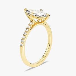 3 CT Marquise Shape Ring / Moissanite Ring with Round Cut Side Stones / Pave Set 14K Solid Gold Plated Engagement Ring for Women