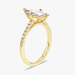 2 CT Marquise Shape Ring / Moissanite Ring with Round Cut Side Stones / Pave Set 14K Solid Gold Plated Engagement Ring for Women