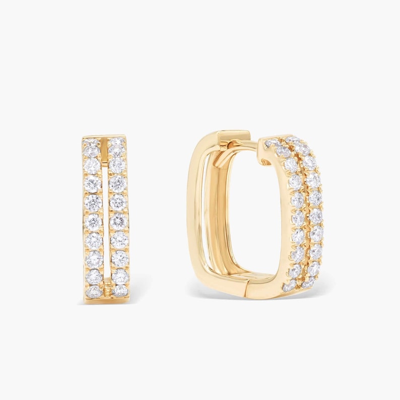 Square Diamond Hoops Dainty Diamond Huggie Earring 925 Sterling SIlver Delicated Gift Earring - Jay Amar Gems