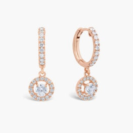 Round Cut Halo Dangle Earring Sterling Silver Personalized Gift Beautiful Earring - Jay Amar Gems