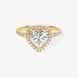 1 CT Heart Shape Moissanite Engagement Ring / Side Stone Accented Ring with Halo in 14k Solid Gold Plated / Pave Set Engagement Ring