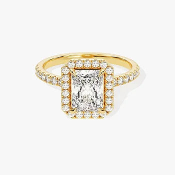 Radiant Cut Halo Style Unique Ring