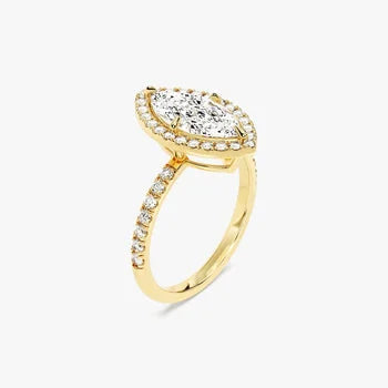 Marquise Cut Halo Style Engagement Ring