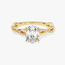 Oval Cut Sterling Silver Moissanite Ring