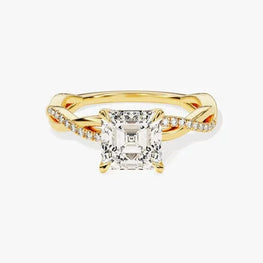 Asscher Cut Accented Engagement Ring