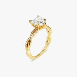 Petite Twist Heart Cut Moissanite Engagement Ring / 3 CT Twisted Ring in 14k Solid Gold Plated / Side Stone Accent Pave Set Ring