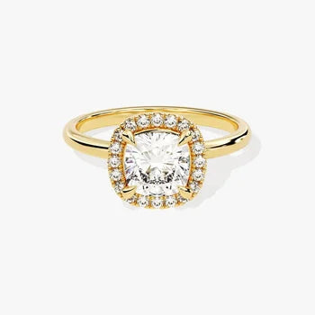 Cushion Cut Halo Sterling Silver Ring