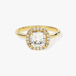 Cushion Cut Halo Sterling Silver Ring