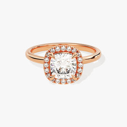 2 CT Cushion Cut Halo Moissanite Engagement Ring / 14k Solid Gold Plated Ring Adorned with Halo / Promise Ring for Women