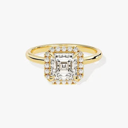 Asscher Cut Halo Style Delicate RIng