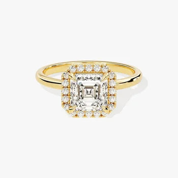 Asscher Halo Style Anniversary Gift Ring